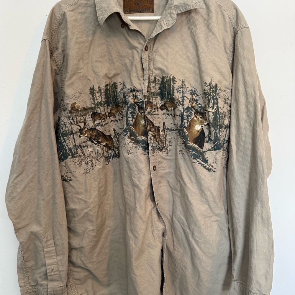 North River Out-fitters Button down Deer hunting Graphic Men's XL